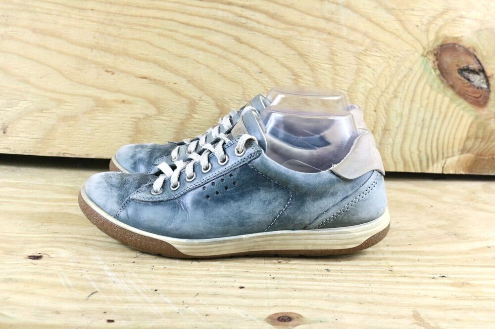 Ecco Sneakers Womens 39 Chase II Sz 8.5 Blue Distressed Leather Shoes Athletic